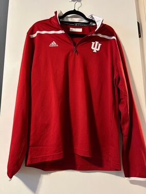adidas Indiana Hoosiers Long-Sleeve Quarter-Zip Pullover with White Accents